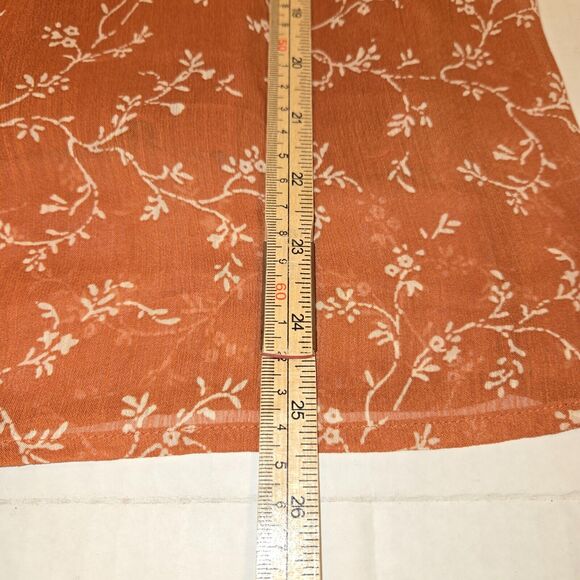 Bohme Womens Small Floral Blouse Orange Long Sleeve Prairie Flowy Lightweight - Picture 8 of 11